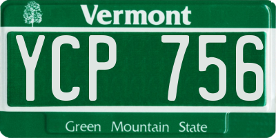 VT license plate YCP756