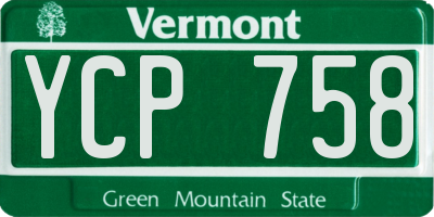 VT license plate YCP758