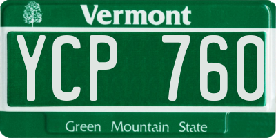 VT license plate YCP760
