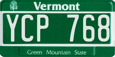 VT license plate YCP768