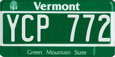 VT license plate YCP772
