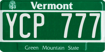 VT license plate YCP777