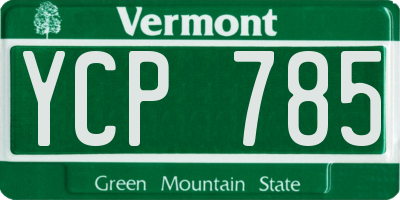 VT license plate YCP785
