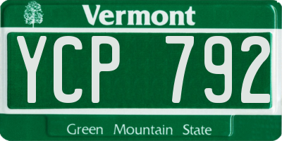VT license plate YCP792