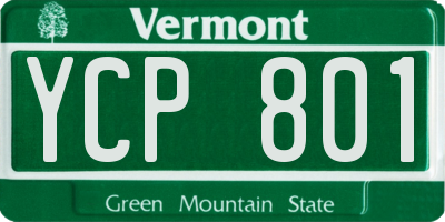 VT license plate YCP801