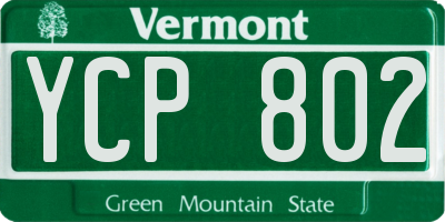VT license plate YCP802