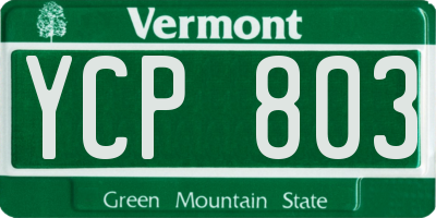 VT license plate YCP803