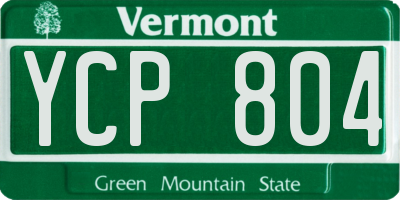 VT license plate YCP804