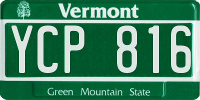 VT license plate YCP816