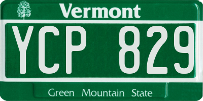 VT license plate YCP829