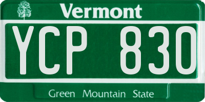 VT license plate YCP830