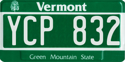 VT license plate YCP832