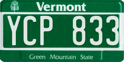 VT license plate YCP833