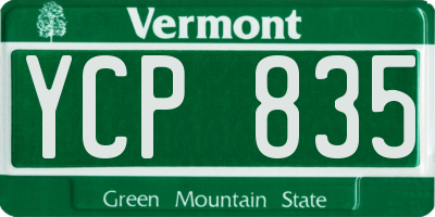 VT license plate YCP835