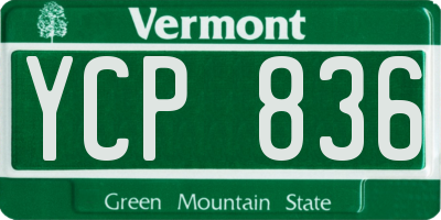 VT license plate YCP836