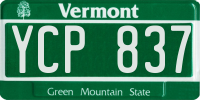 VT license plate YCP837