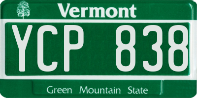VT license plate YCP838