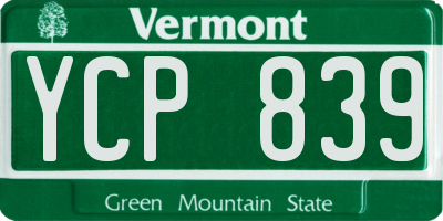VT license plate YCP839