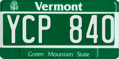 VT license plate YCP840