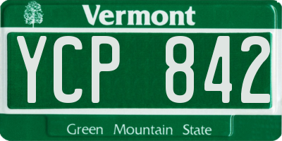 VT license plate YCP842