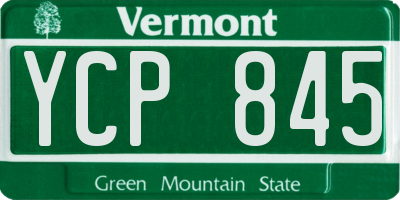 VT license plate YCP845