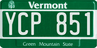 VT license plate YCP851