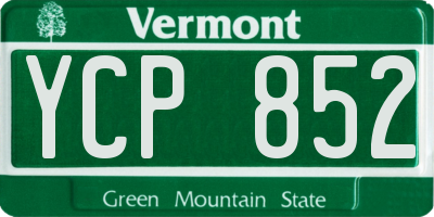 VT license plate YCP852