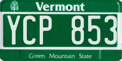 VT license plate YCP853