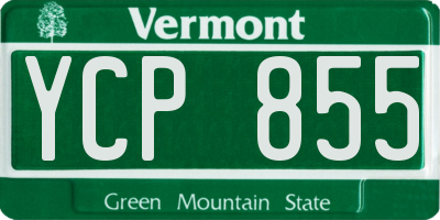VT license plate YCP855