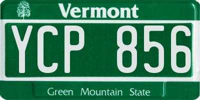 VT license plate YCP856