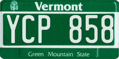 VT license plate YCP858