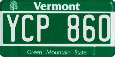 VT license plate YCP860