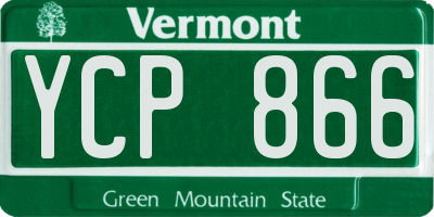 VT license plate YCP866