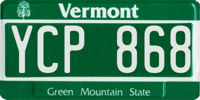 VT license plate YCP868
