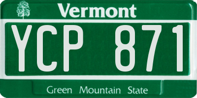VT license plate YCP871