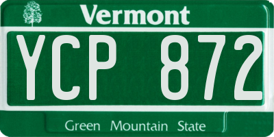 VT license plate YCP872