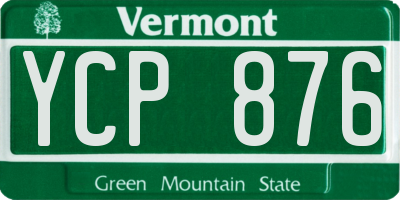 VT license plate YCP876