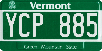 VT license plate YCP885