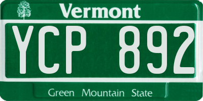 VT license plate YCP892
