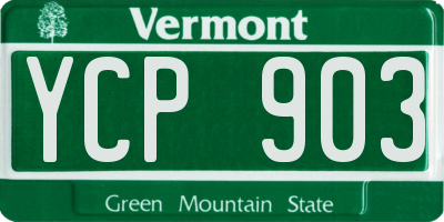 VT license plate YCP903