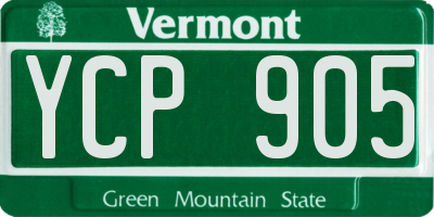 VT license plate YCP905