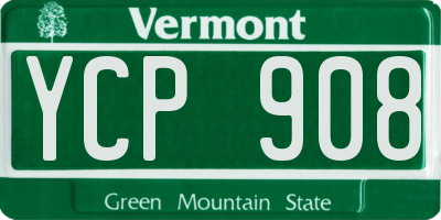 VT license plate YCP908