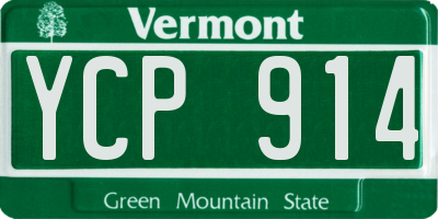 VT license plate YCP914