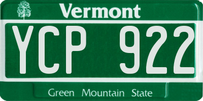 VT license plate YCP922
