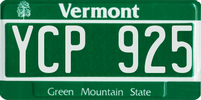 VT license plate YCP925