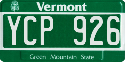 VT license plate YCP926