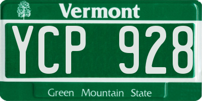 VT license plate YCP928