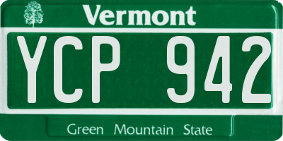 VT license plate YCP942