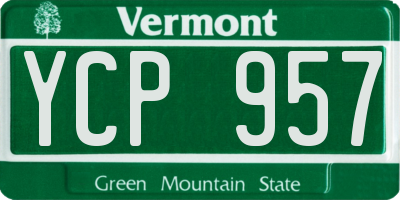 VT license plate YCP957