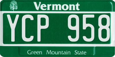 VT license plate YCP958